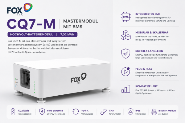 Fox ESS CQ7-M Hochvolt-Batteriemodul mit BMS 7,02 kWh LiFePO₄