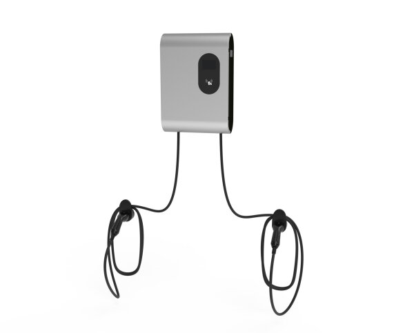 Fox ESS Wallbox C22KP2-E-1-C Dual 2×11 kW mit 2×5 m Typ-2-Ladekabel | V2G Ready | RFID | OCPP 2.0.1