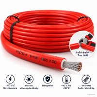 Solarkabel 6 mm² rot H1Z2Z2-K – Meterware