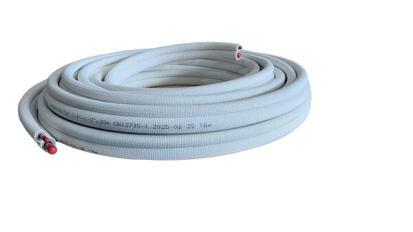 LUVAQ Kältemittelleitung 1/4" × 3/8" – vorisoliertes Kupfer-Doppelrohr