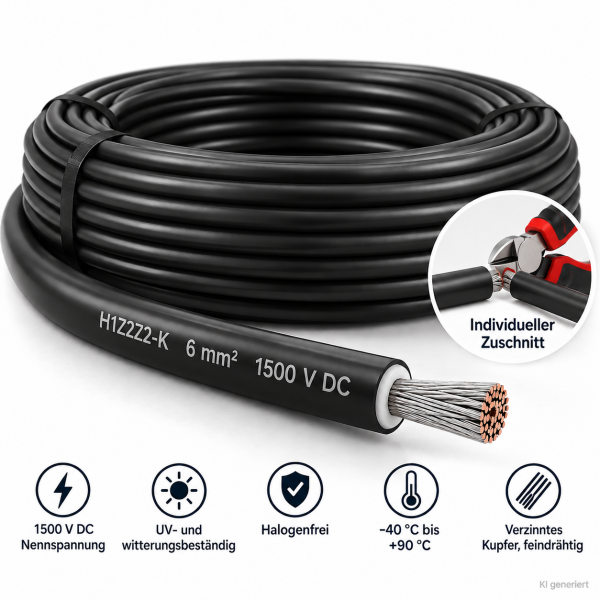 Solarkabel 6 mm² schwarz H1Z2Z2-K – Meterware