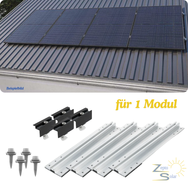 Trapezblechdach Montageset für 1 Modul Photovoltaik Balkonkraftwerk