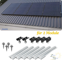 Trapezblechdach Montageset f&uuml;r 2 Module Photovoltaik...