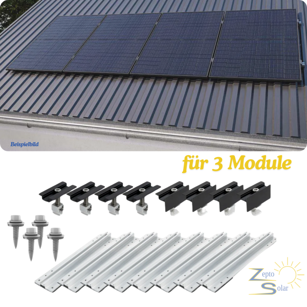 Trapezblech Montageset für 3 Module