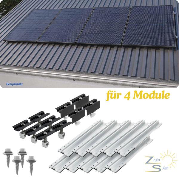 Trapezblech Montageset für 4 Module