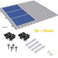 Trapezblechdach Montageset f&uuml;r 1 Modul (Quer)...