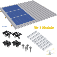 Trapezblechdach Montageset f&uuml;r 3 Module (Quer)...