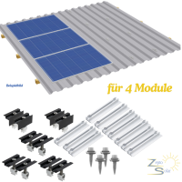 Trapezblechdach Montageset f&uuml;r 4 Module (Quer)...