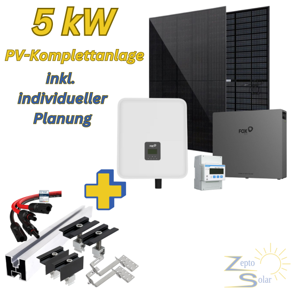 Photovoltaik-Komplettanlage 5,40 kWp für das Ziegeldach – mit 5 kW Hybrid-Wechselrichter & 5,18 kWh Speicher