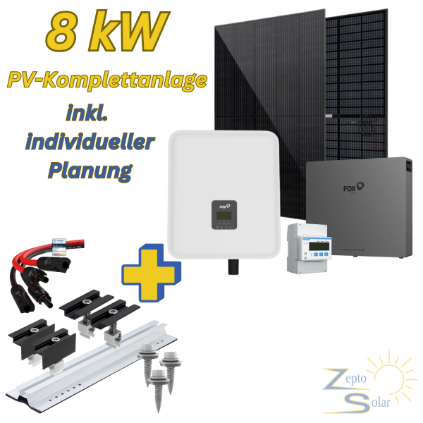 Photovoltaik-Komplettanlage 8,10 kWp für Trapezblechdach – mit 8 kW Hybrid-Wechselrichter & 10,36 kWh Speicher