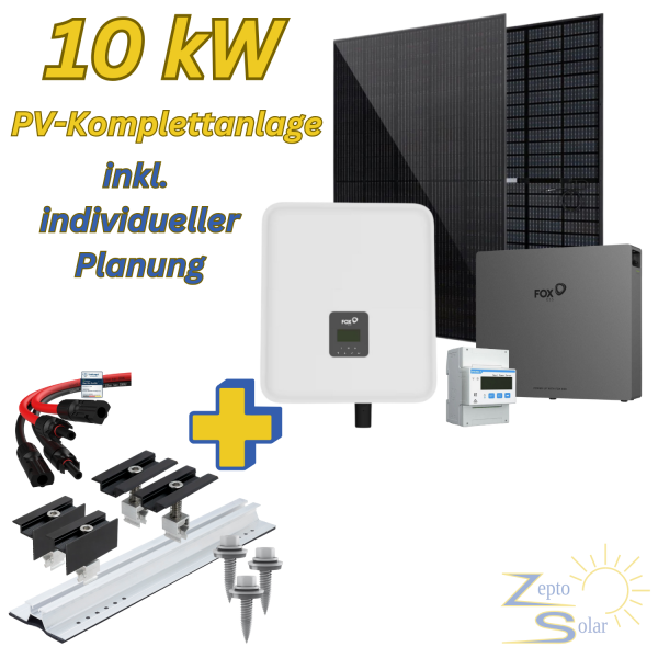 Photovoltaik-Komplettanlage 10,35 kWp für Trapezblechdach – mit 10 kW Hybrid-Wechselrichter & 10,36 kWh Speicher