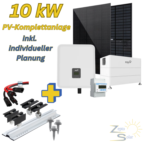 Photovoltaik-Komplettanlage 10,35 kWp für Trapezblechdach – mit 10 kW Hybrid-Wechselrichter & 8,64 kWh Speicher